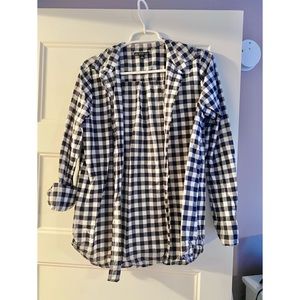 J Crew navy & white plaid button up